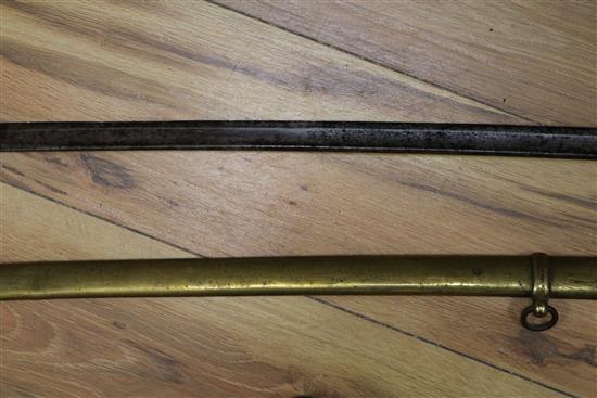 A Victorian dress sword with etched blade, possibly for Colonel Bray of Somerton Court, Somerset
